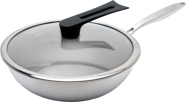 Wok de acero inoxidable con tapa