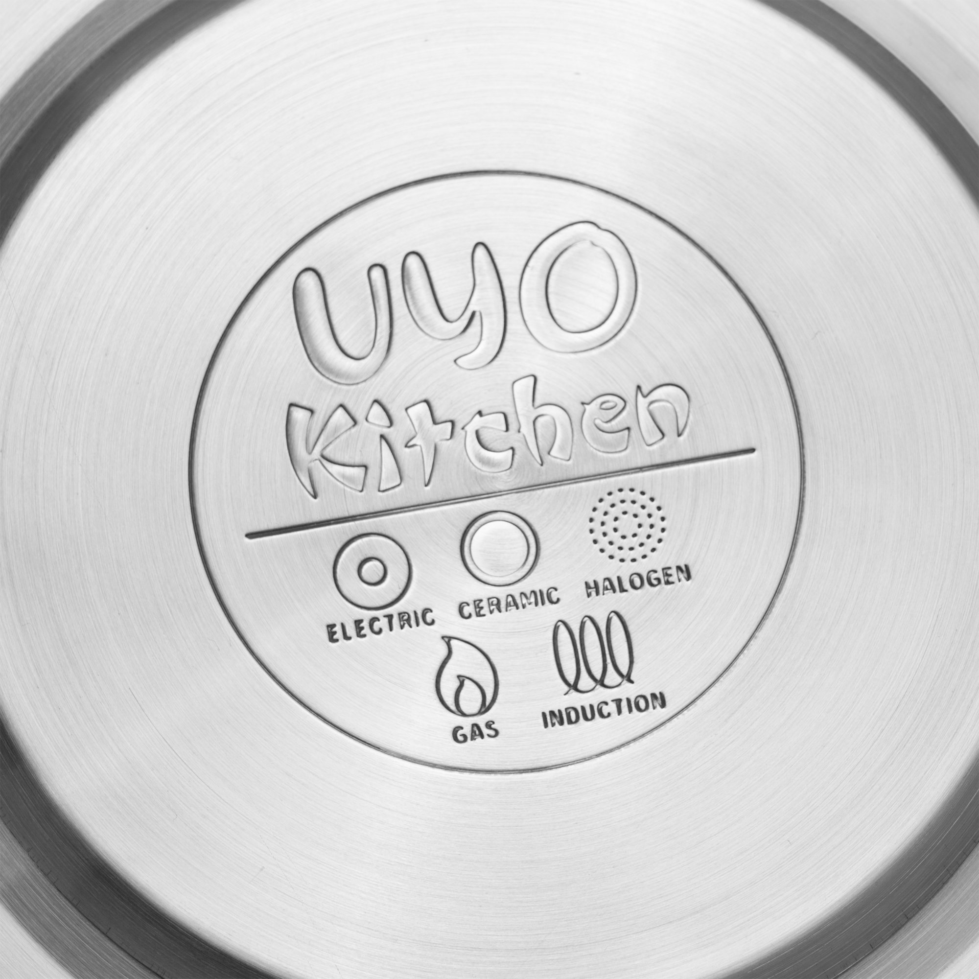 Batería de Cocina 9 Piezas de Acero Inoxidable con Tapas de Vidrio Templado UYO-9 - Negro