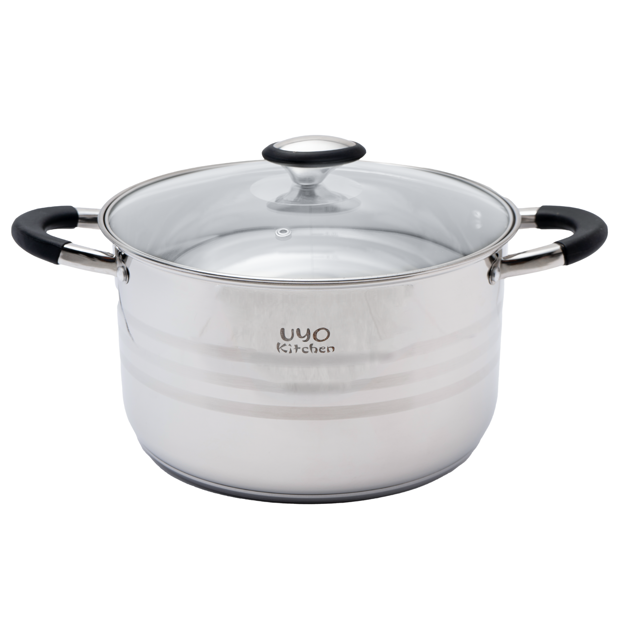 Batería de Cocina 9 Piezas de Acero Inoxidable con Tapas de Vidrio Templado UYO-9 - Negro