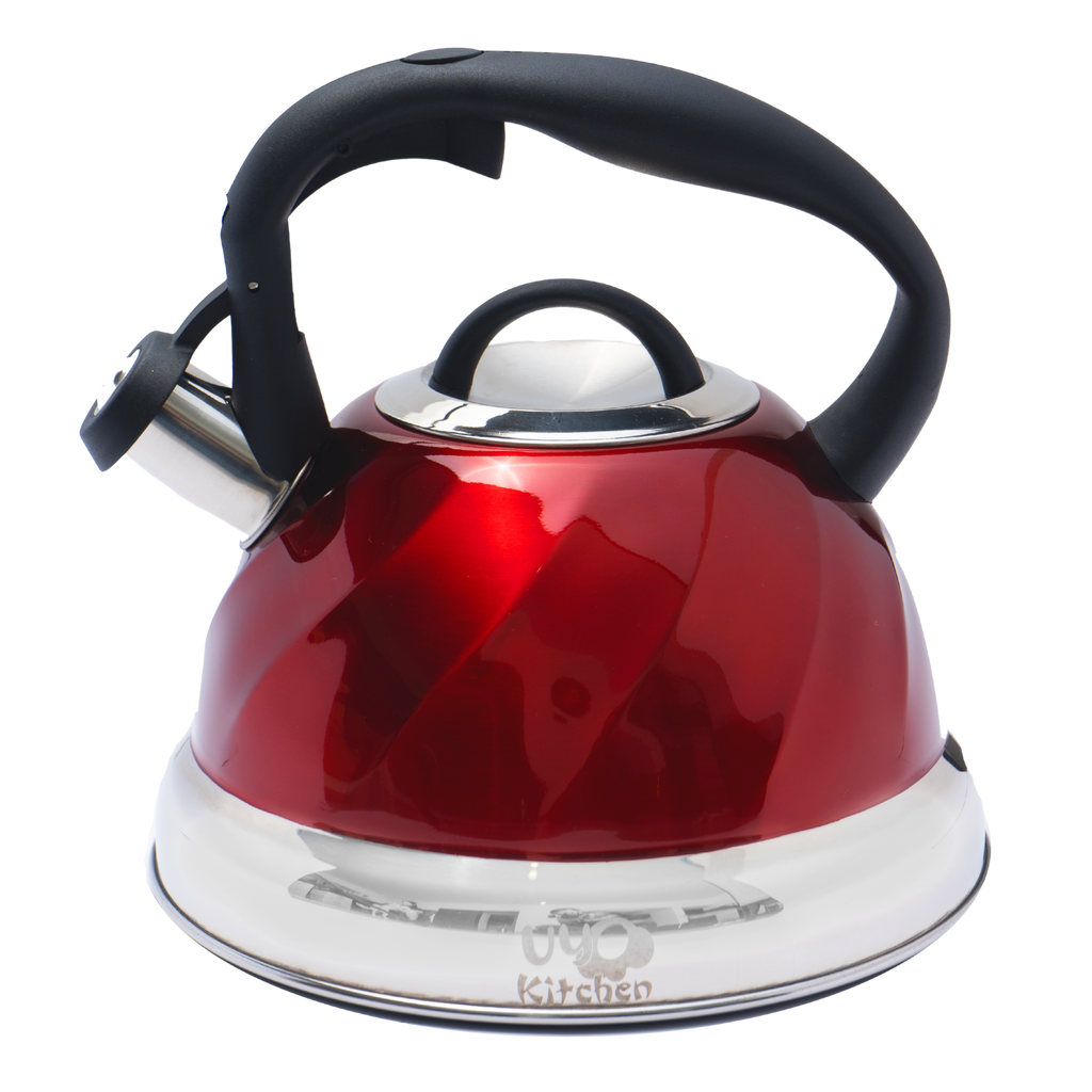 Tetera de Acero Inoxidable Texturizada 3L con Mango Anticalor y Apertura Segura UYO-TET-W - Red