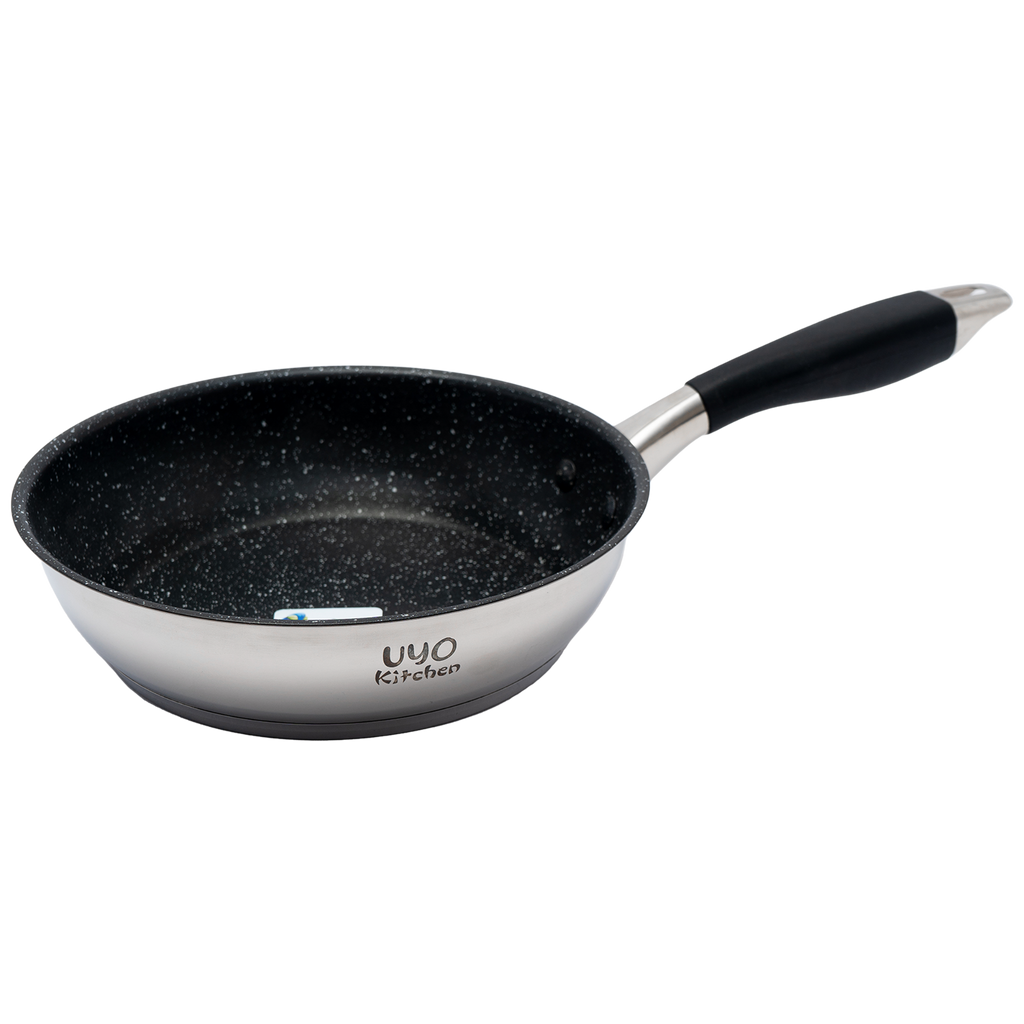 Batería de Cocina 9 Piezas de Acero Inoxidable con Tapas de Vidrio Templado UYO-9 - Negro