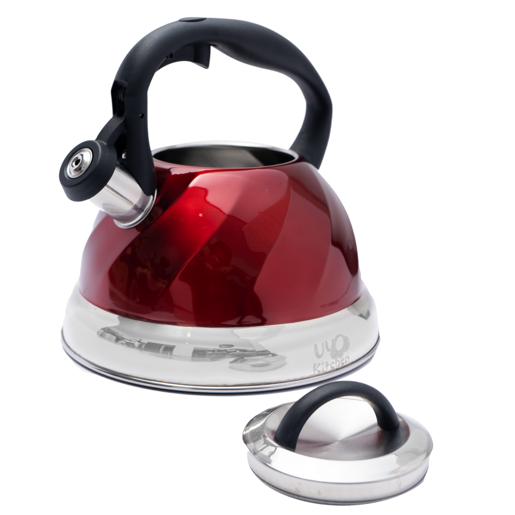 Tetera de Acero Inoxidable Texturizada 3L con Mango Anticalor y Apertura Segura UYO-TET-W - Red