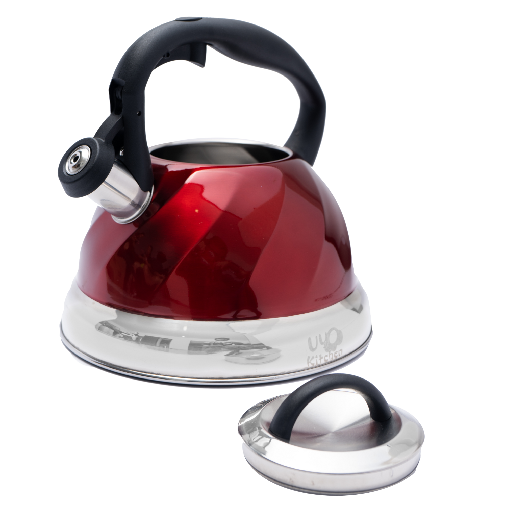 Tetera de Acero Inoxidable Texturizada 3L con Mango Anticalor y Apertura Segura UYO-TET-W - Red