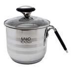 Batería de Cocina 9 Piezas de Acero Inoxidable con Tapas de Vidrio Templado UYO-9 - Negro