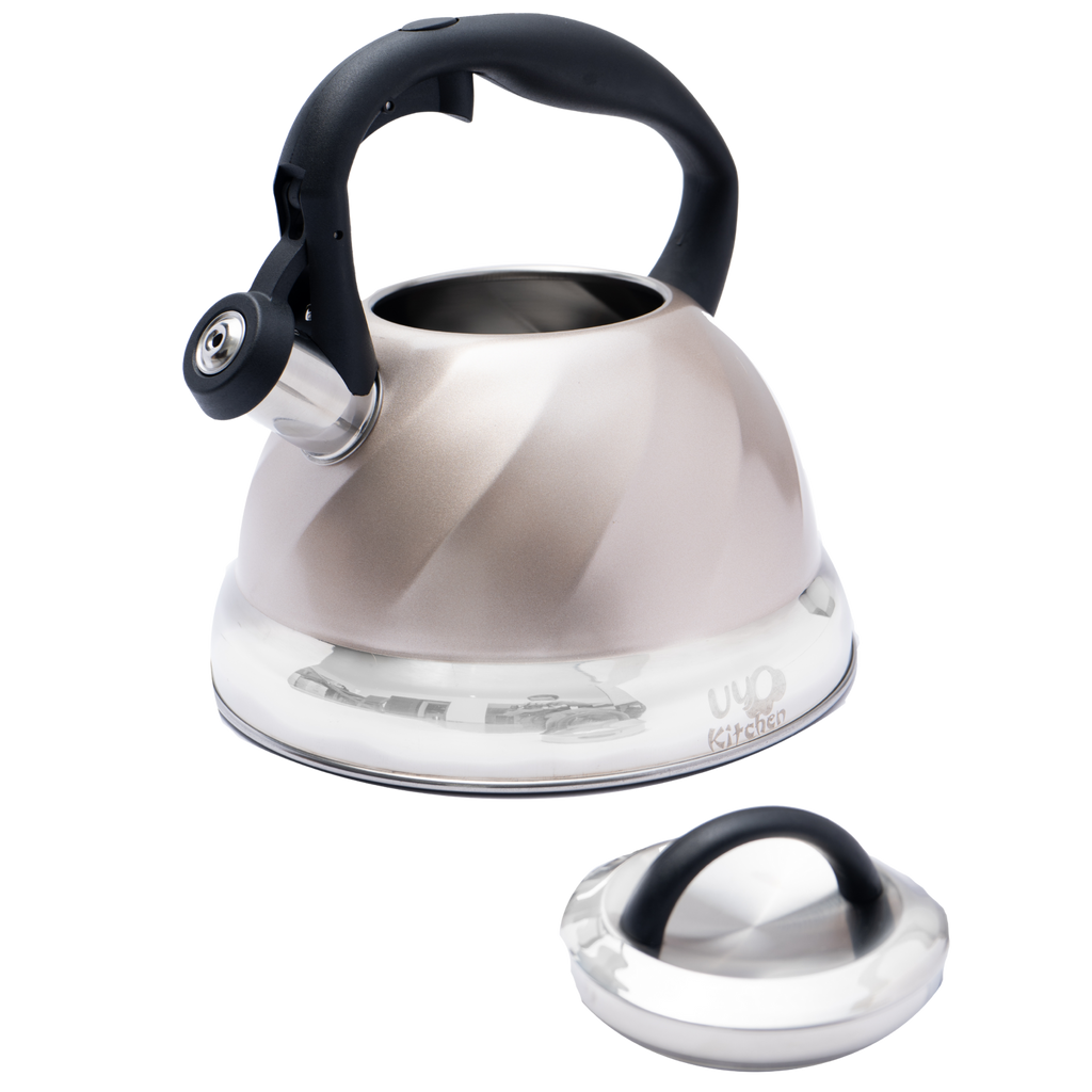 Tetera de Acero Inoxidable Texturizada 3L con Mango Anticalor y Apertura Segura UYO-TET-W - Sand