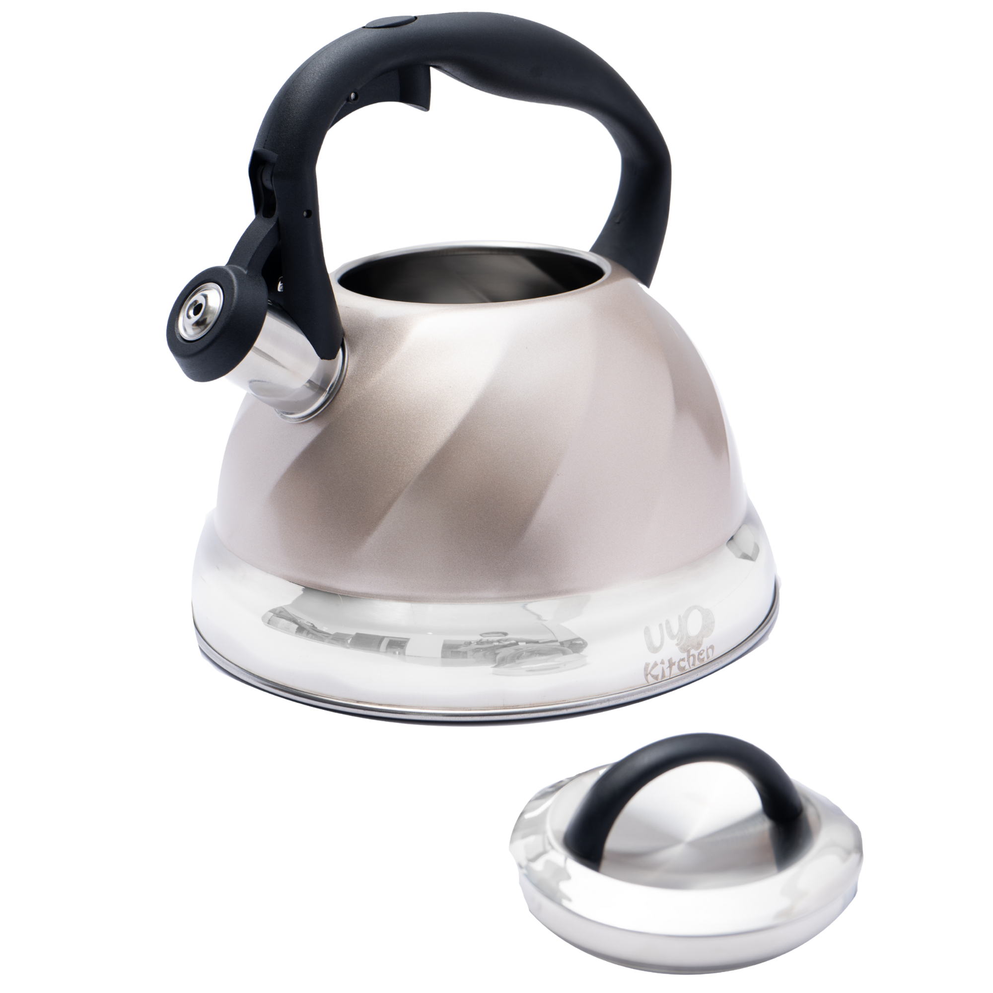 Tetera de Acero Inoxidable Texturizada 3L con Mango Anticalor y Apertura Segura UYO-TET-W - Sand