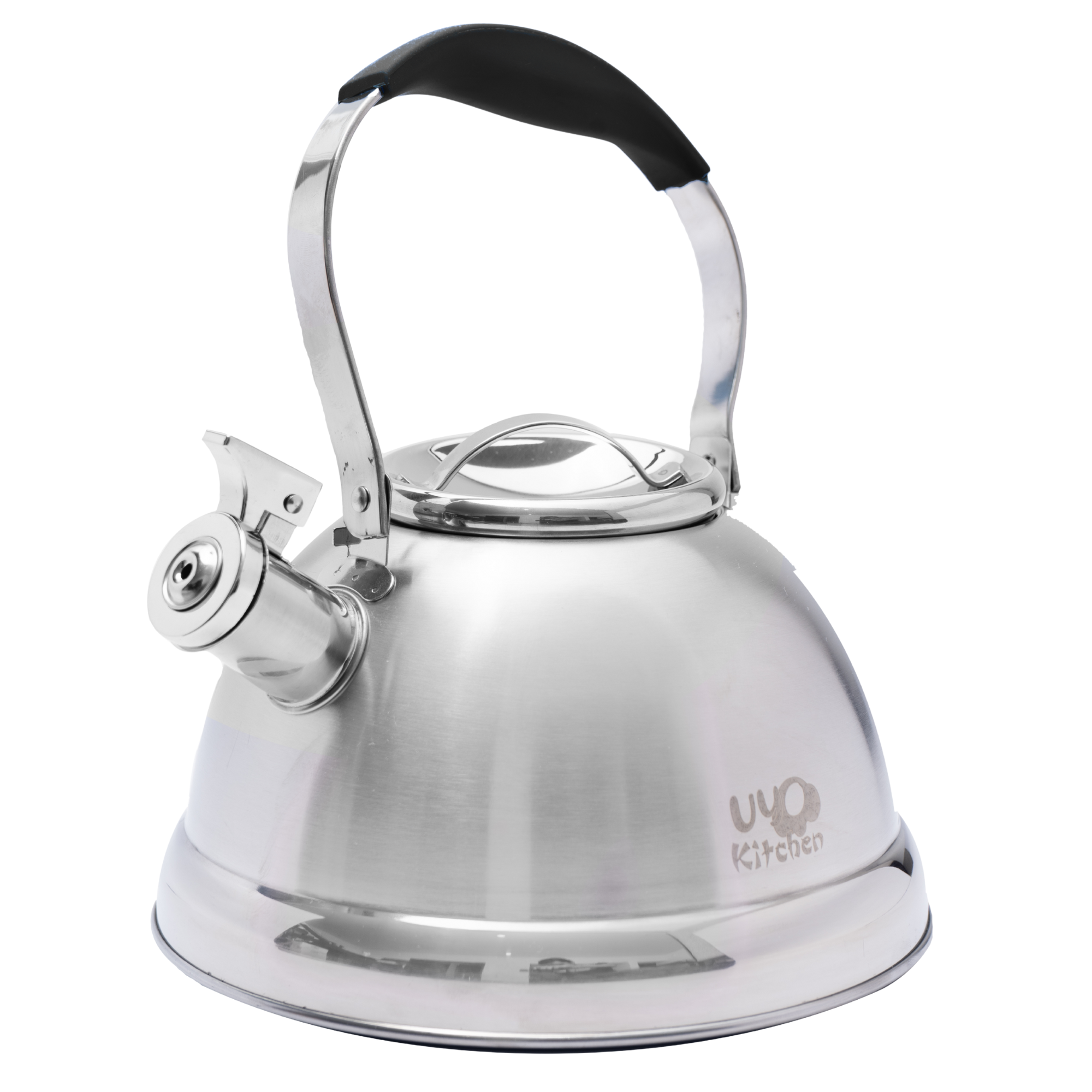 Tetera de Acero Inoxidable 3L con Mango de Silicón Anticalor Apta para Gas, Eléctrica e Inducción UYO-TET-CS - Negro