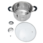 Batería de Cocina 9 Piezas de Acero Inoxidable con Tapas de Vidrio Templado UYO-9 - Negro