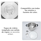 Batería de Cocina 9 Piezas de Acero Inoxidable con Tapas de Vidrio Templado UYO-9 - Negro