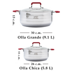 Set 2 Ollas Acero Inoxidable con Tapas de Vidrio + Espátula
