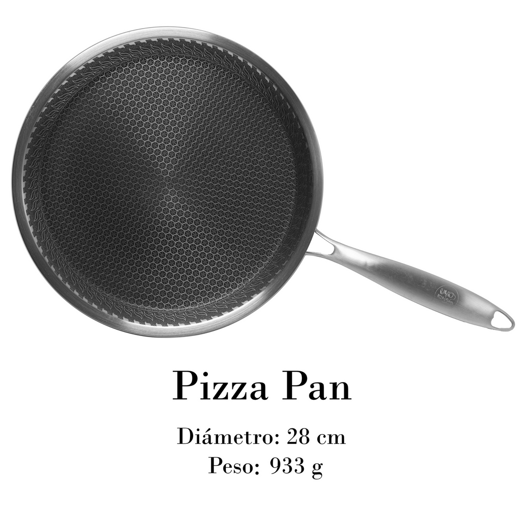Pizza Pan Comal de 28 cm Triple Capa de Acero Inoxidable 304 Antiadherente UYO-Pizza Pan
