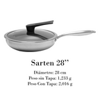 Sartén 28 cm Triple Capa de Acero Inoxidable 304 Antiadherente UYO-S28