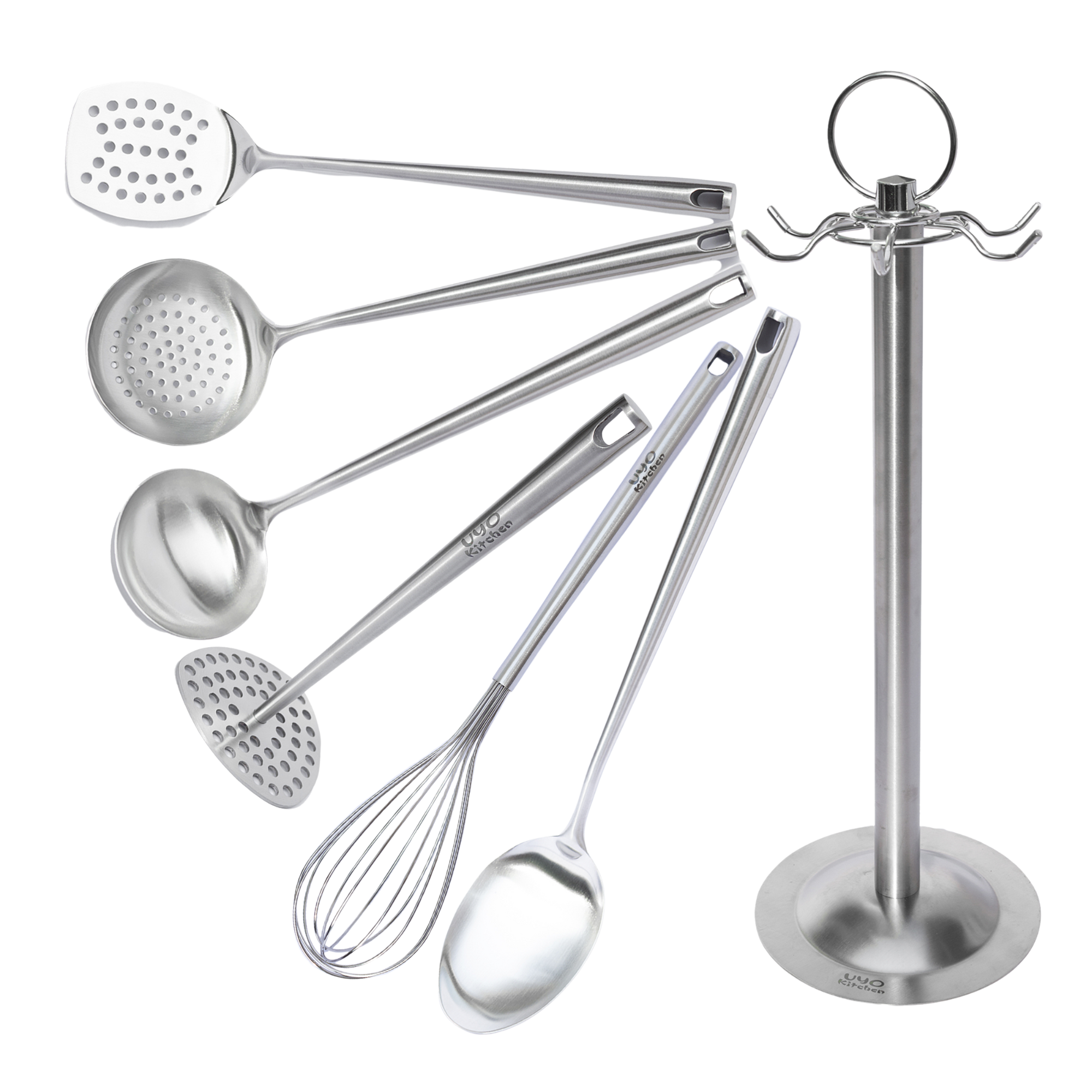 Juego de 7 Utensilios de Acero Inoxidable con Soporte UYO-713
