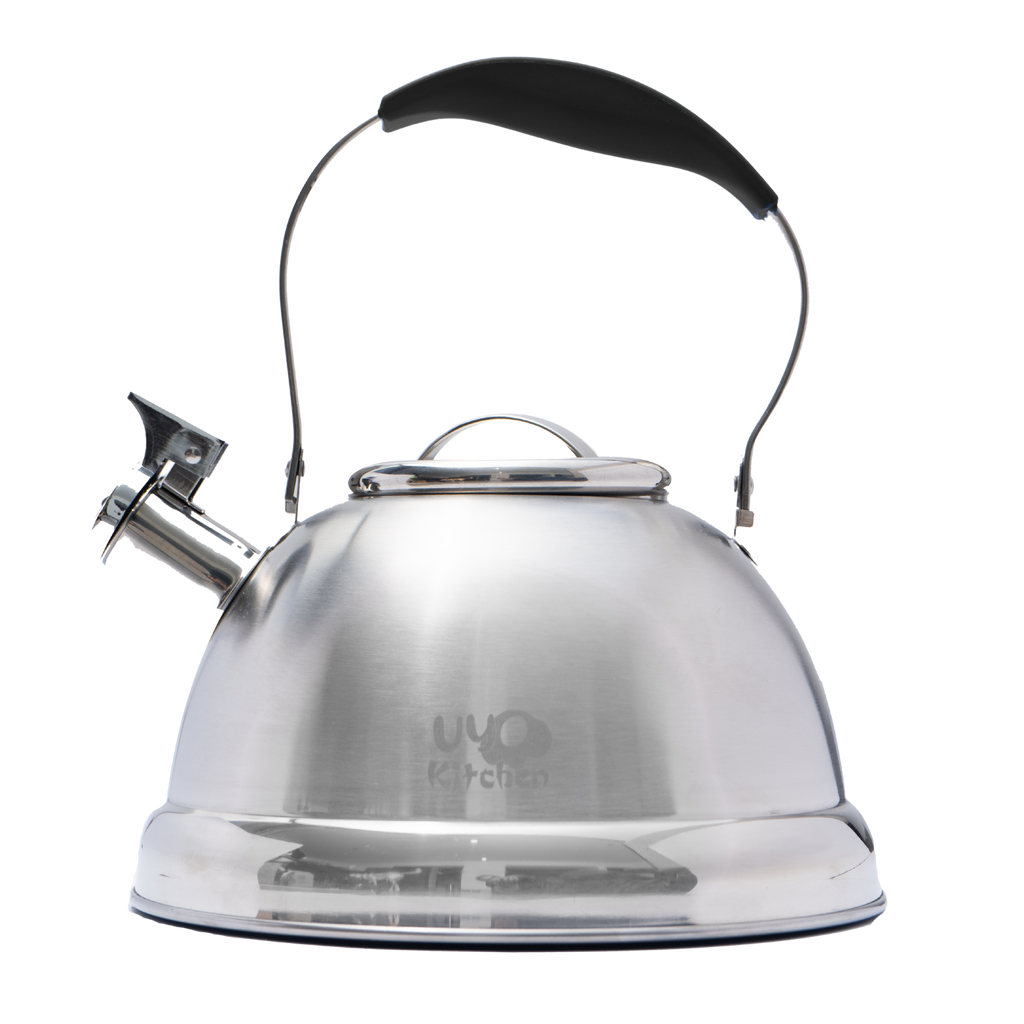 Tetera de Acero Inoxidable 3L con Mango de Silicón Anticalor Apta para Gas, Eléctrica e Inducción UYO-TET-CS - Negro