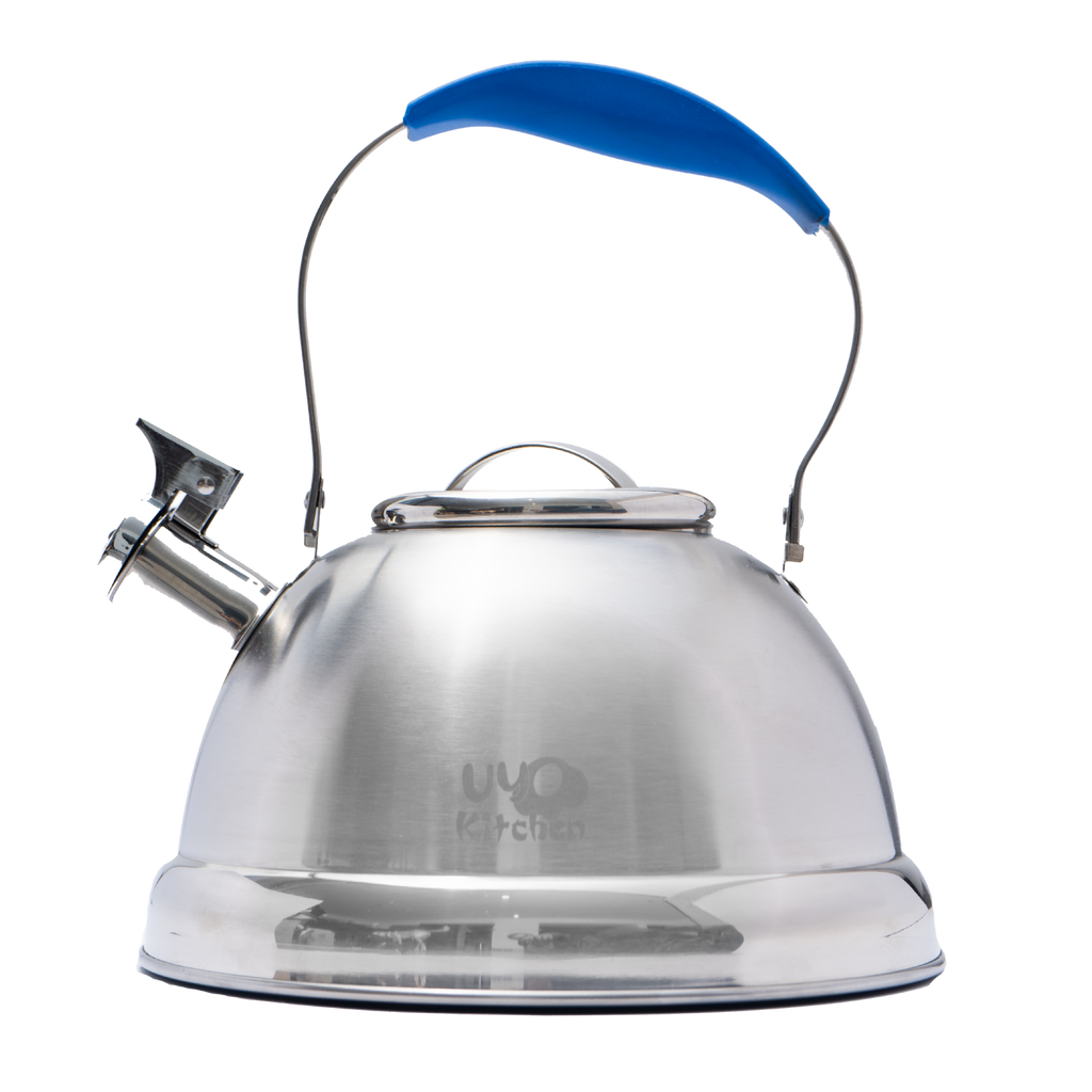Tetera de Acero Inoxidable 3L con Mango de Silicón Anticalor Apta para Gas, Eléctrica e Inducción UYO-TET-CS - Azul
