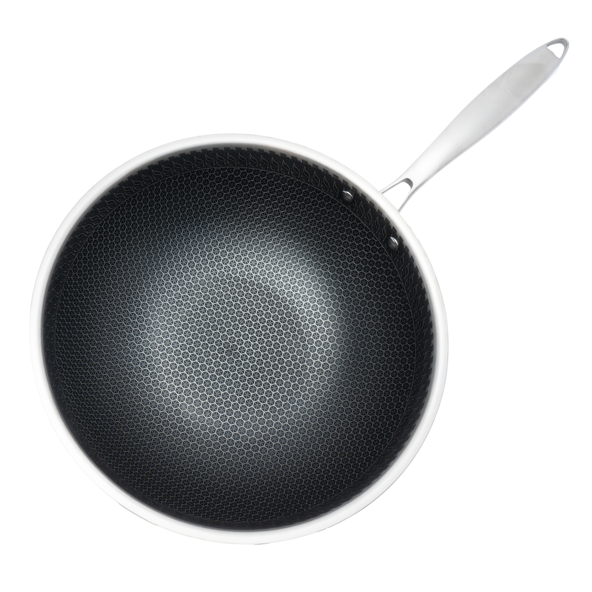 Wok 32 cm de Acero Inoxidable con Tapa y Triple Antiadherente UYO-WOK