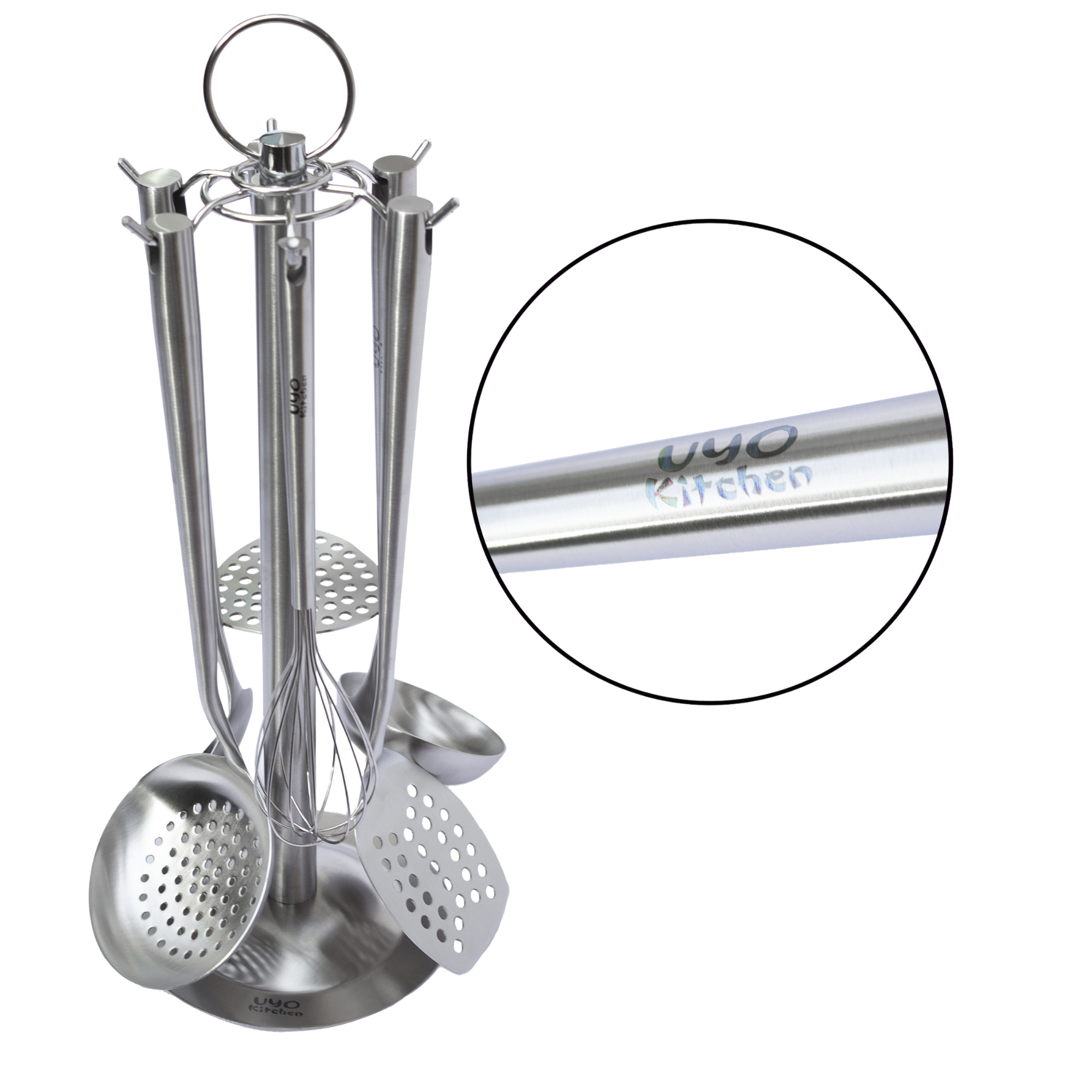 Juego de 7 Utensilios de Acero Inoxidable con Soporte UYO-713