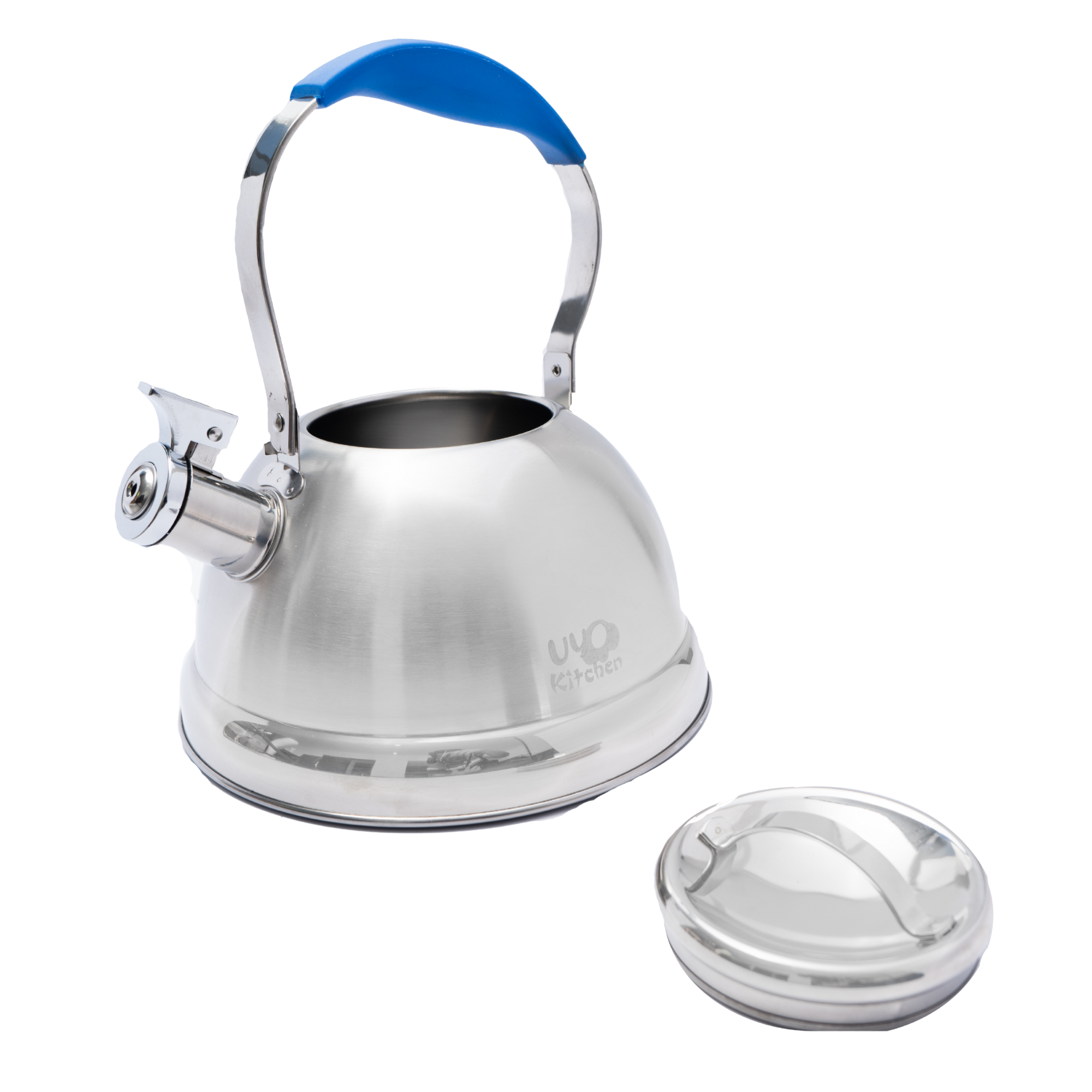 Tetera de Acero Inoxidable 3L con Mango de Silicón Anticalor Apta para Gas, Eléctrica e Inducción UYO-TET-CS - Azul