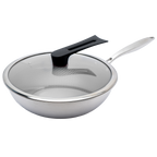 Wok 32 cm de Acero Inoxidable con Tapa y Triple Antiadherente UYO-WOK