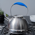Tetera de Acero Inoxidable 3L con Mango de Silicón Anticalor Apta para Gas, Eléctrica e Inducción UYO-TET-CS - Azul
