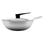 Wok 32 cm de Acero Inoxidable con Tapa y Triple Antiadherente UYO-WOK
