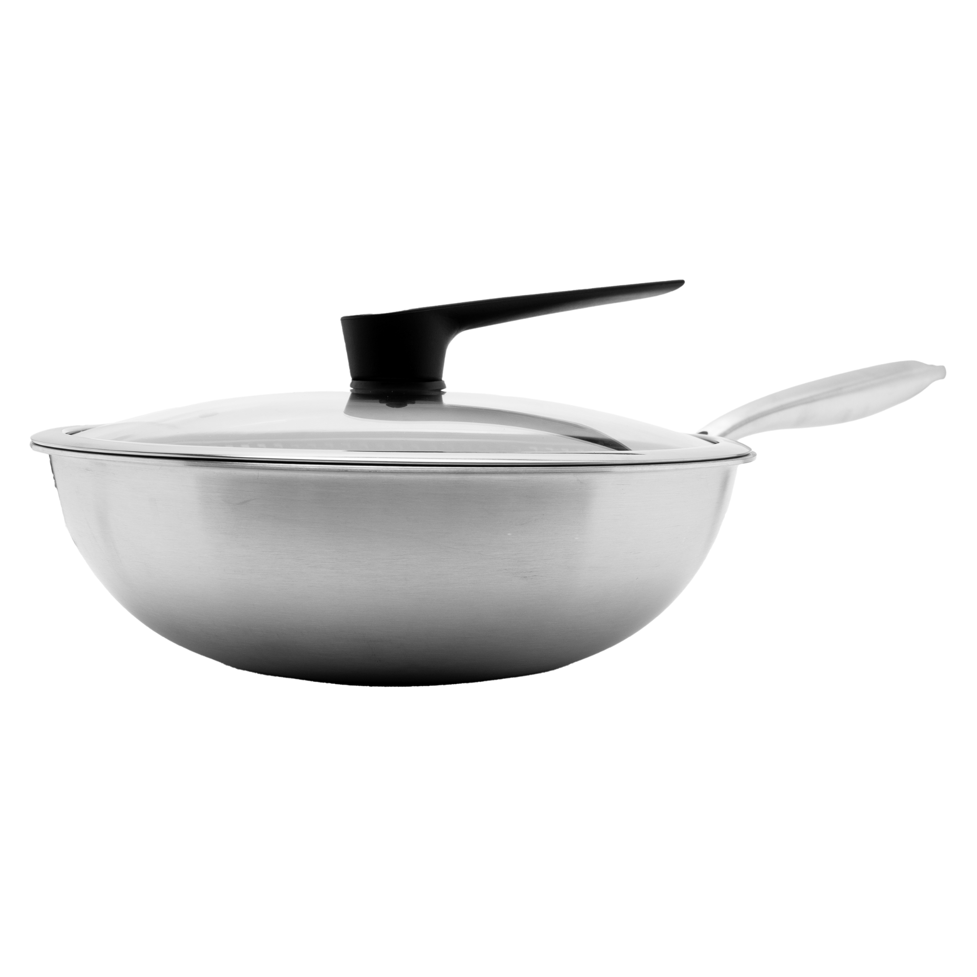 Wok 32 cm de Acero Inoxidable con Tapa y Triple Antiadherente UYO-WOK