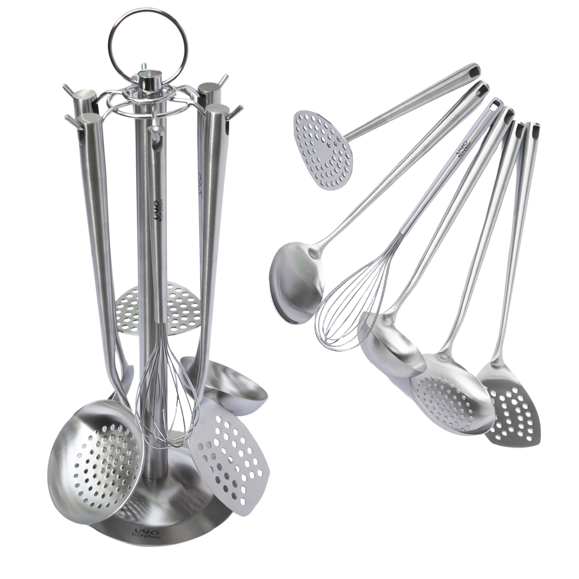 Juego de 7 Utensilios de Acero Inoxidable con Soporte UYO-713