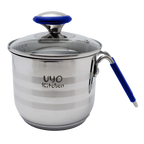 Batería de Cocina 9 Piezas de Acero Inoxidable con Tapas de Vidrio Templado UYO-9 - Azul