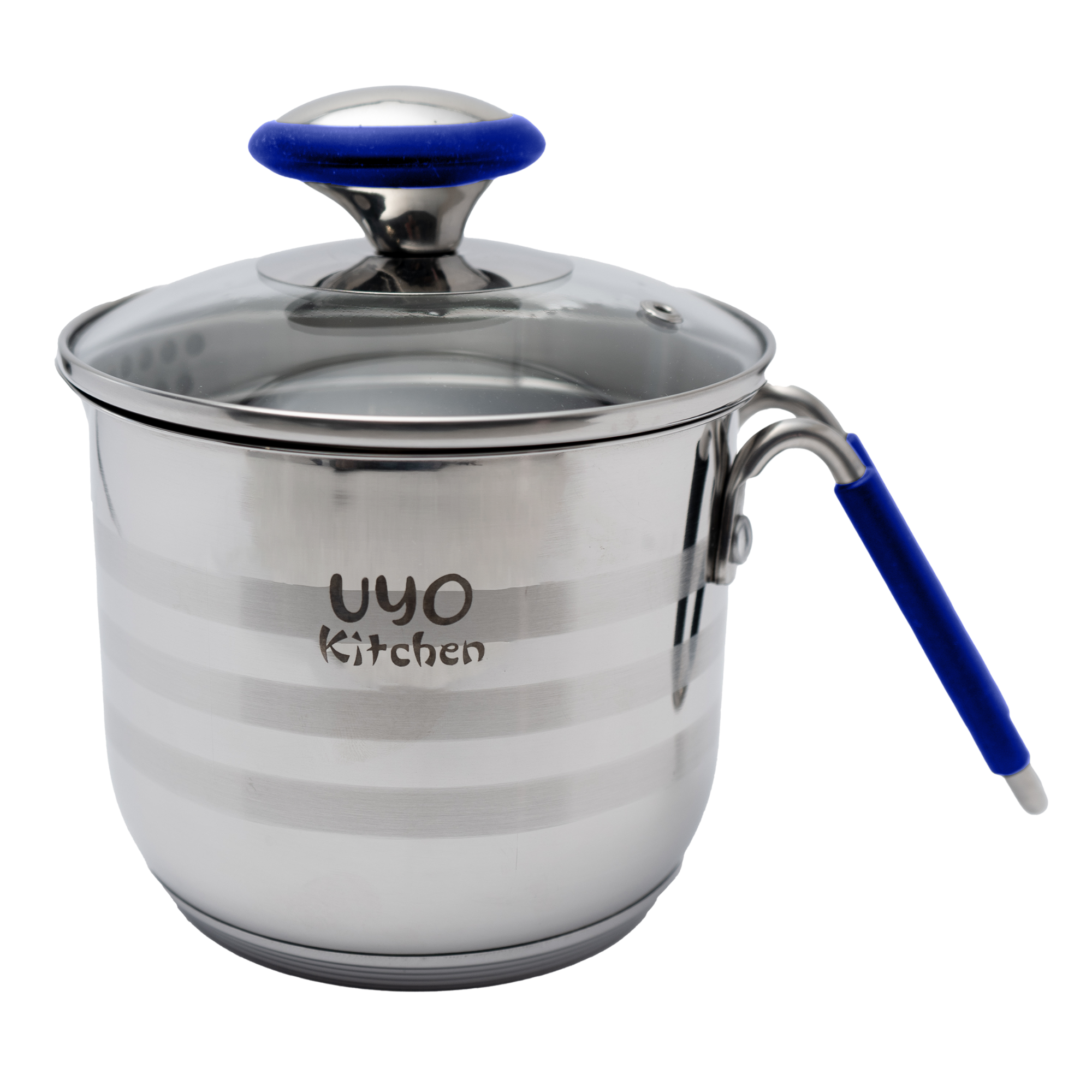 Batería de Cocina 9 Piezas de Acero Inoxidable con Tapas de Vidrio Templado UYO-9 - Azul