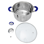 Batería de Cocina 9 Piezas de Acero Inoxidable con Tapas de Vidrio Templado UYO-9 - Azul