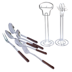 Juego de 7 Utensilios de Acero Inoxidable con Mango de Plástico y Soporte UYO-714
