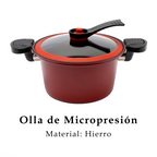 Olla de Micropresión de Hierro 5.4 L con Tapa de Vidrio y Silicón UYO-MP - Rojo
