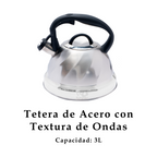 Tetera de Acero Inoxidable Texturizada 3L con Mango Anticalor y Apertura Segura UYO-TET-W - Natural