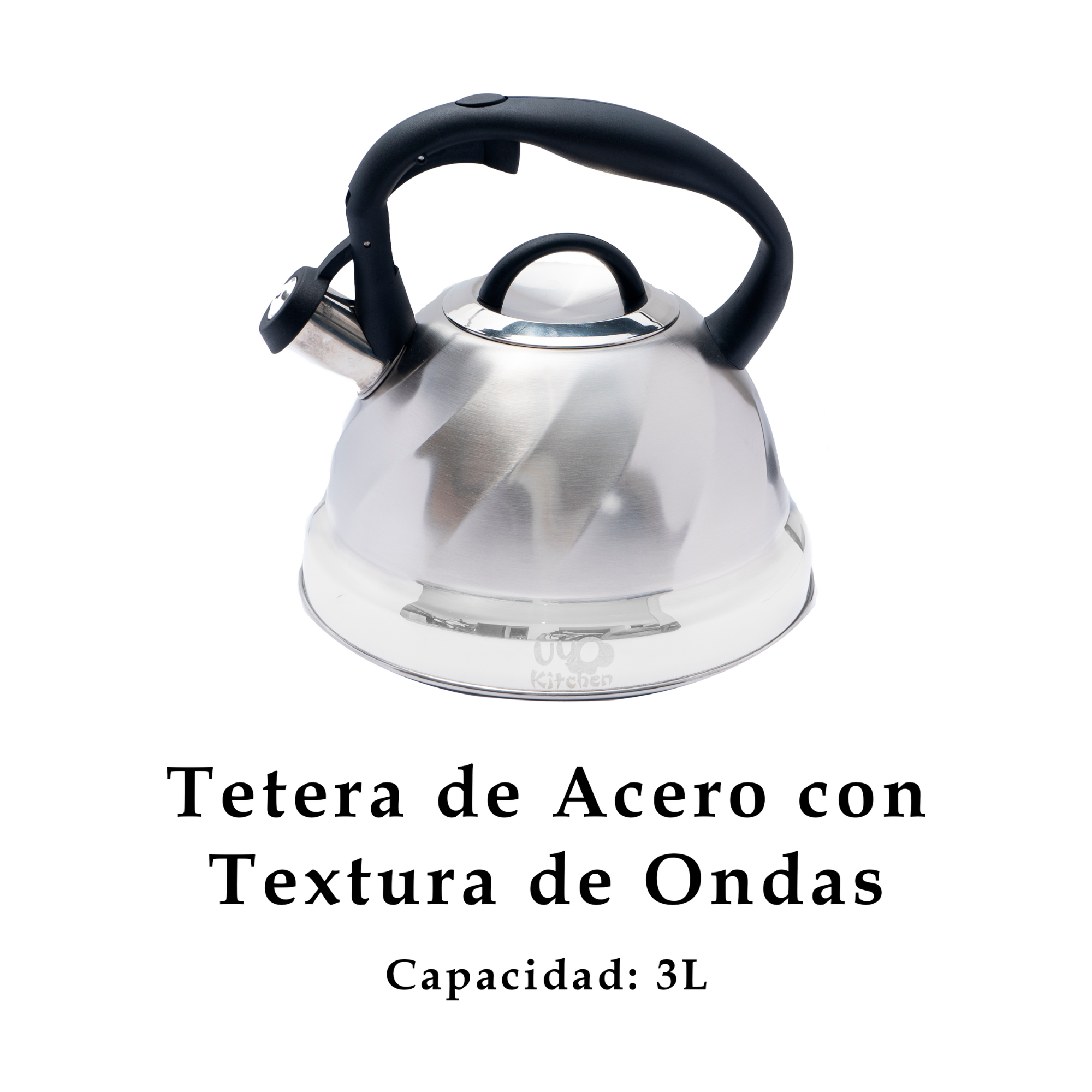 Tetera de Acero Inoxidable Texturizada 3L con Mango Anticalor y Apertura Segura UYO-TET-W - Natural