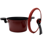 Olla de Micropresión de Hierro 5.4 L con Tapa de Vidrio y Silicón UYO-MP - Rojo