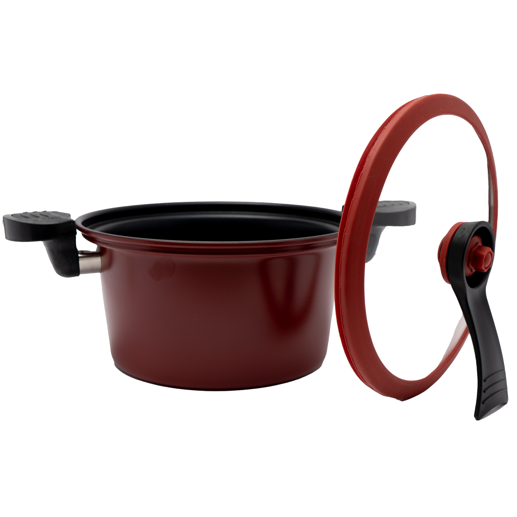 Olla de Micropresión de Hierro 5.4 L con Tapa de Vidrio y Silicón UYO-MP - Rojo