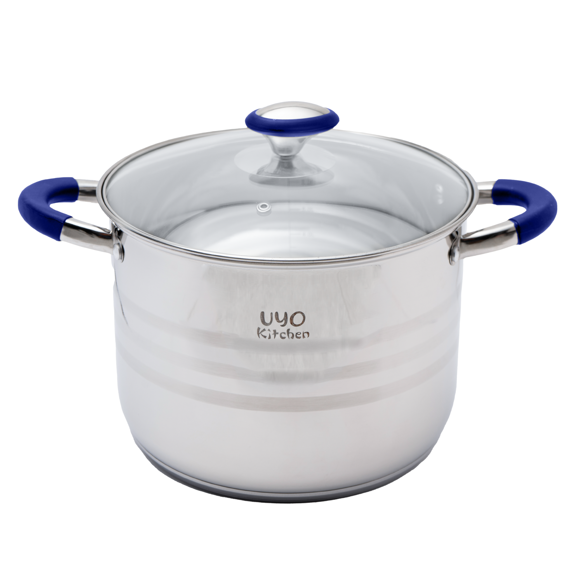 Batería de Cocina 9 Piezas de Acero Inoxidable con Tapas de Vidrio Templado UYO-9 - Azul