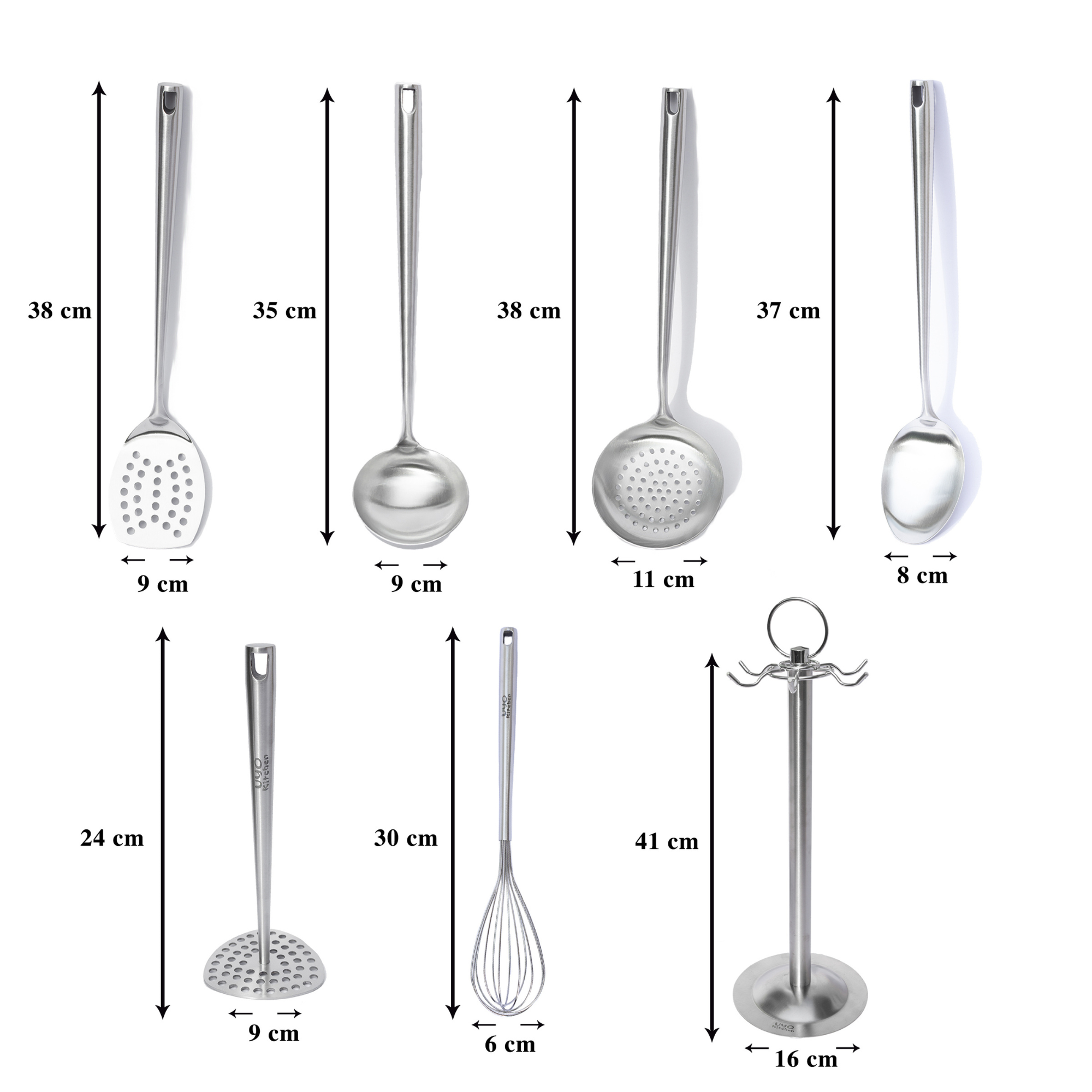 Juego de 7 Utensilios de Acero Inoxidable con Soporte UYO-713