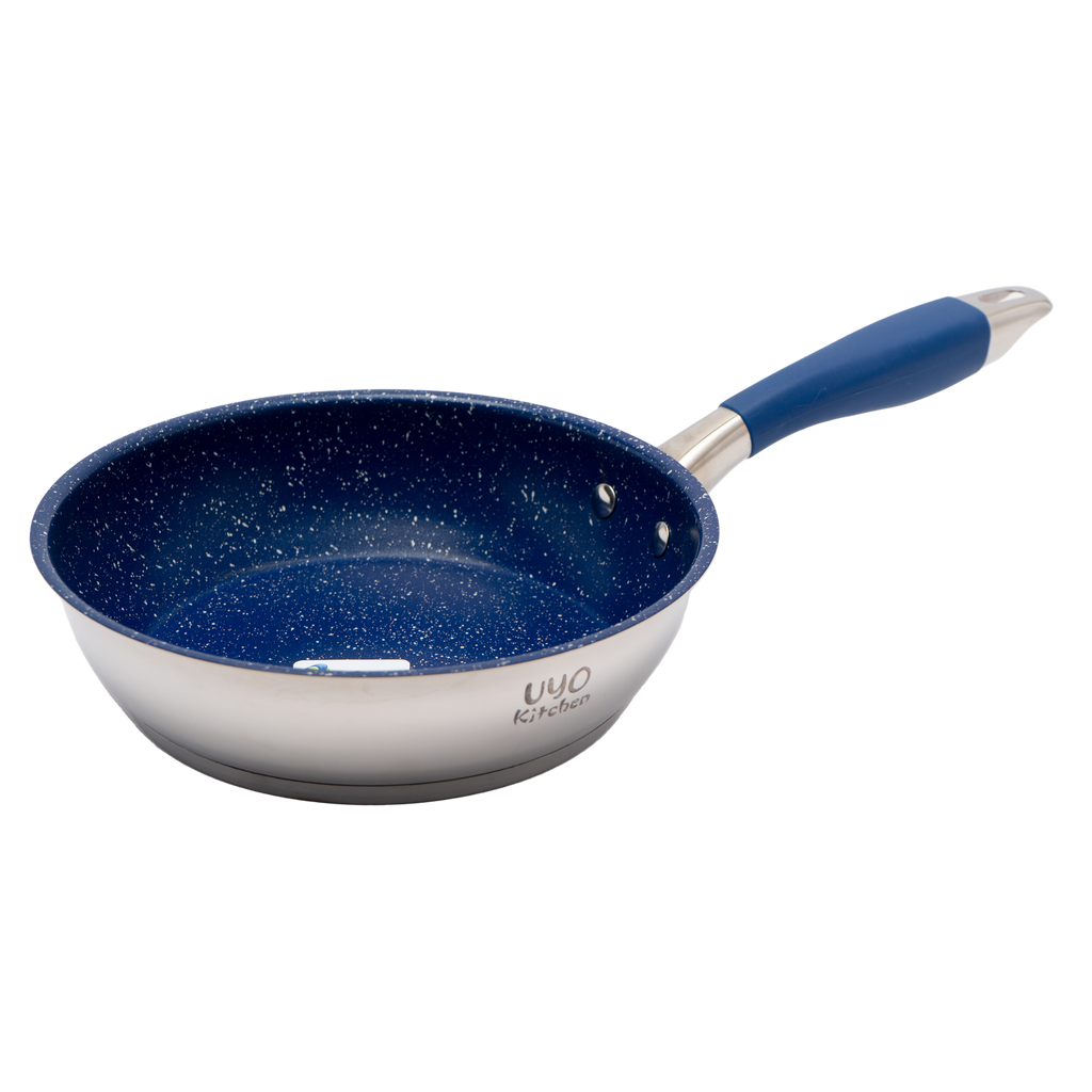 Batería de Cocina 9 Piezas de Acero Inoxidable con Tapas de Vidrio Templado UYO-9 - Azul