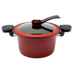 Olla de Micropresión de Hierro 5.4 L con Tapa de Vidrio y Silicón UYO-MP - Rojo