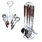 Juego de 7 Utensilios de Acero Inoxidable con Mango de Plástico y Soporte UYO-714